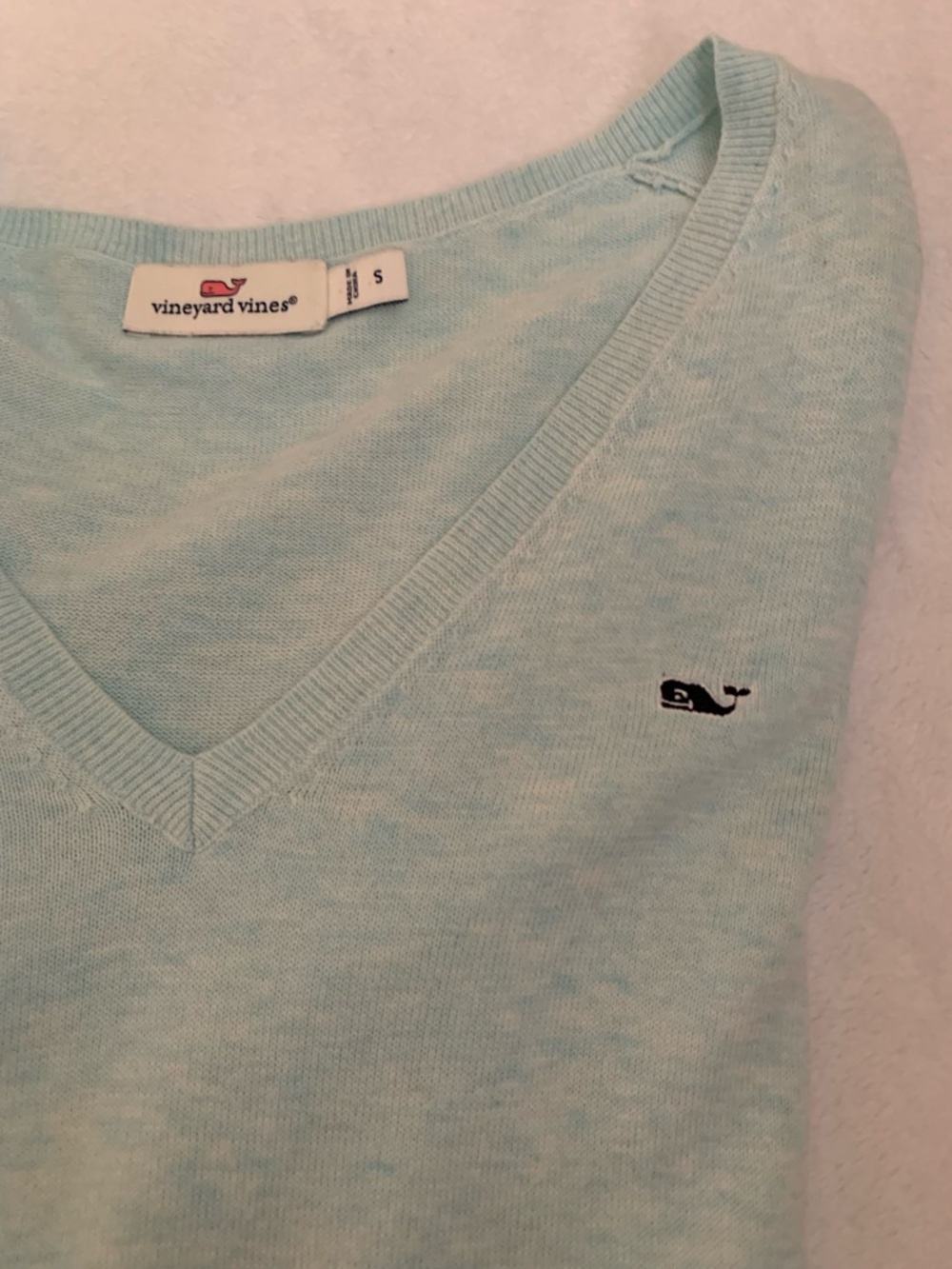 Vineyard Vines vintage size, small V-neck cotton sweater in cloud color VVGUC - Picture 11 of 11